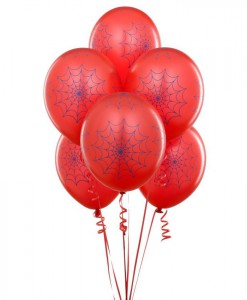 Red with Blue Spider Webs 11 Matte Balloons (6 count)