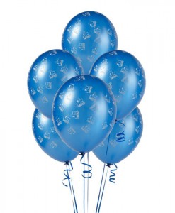 Mid Blue with Trains 11 Matte Balloons (6 count)