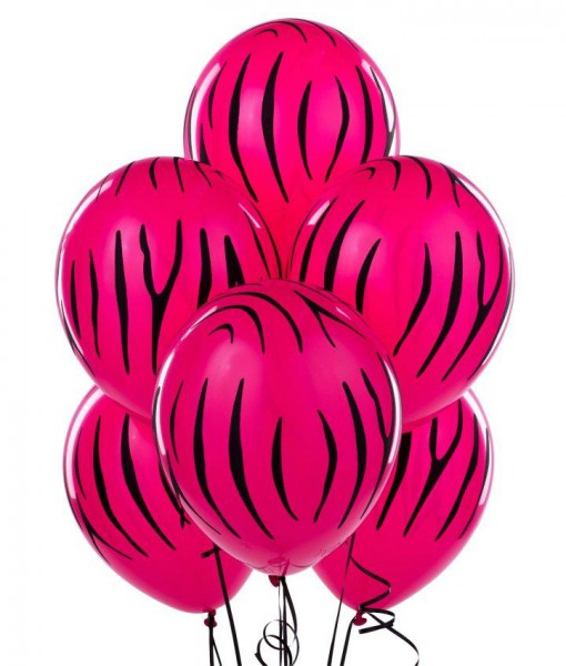 Zebra Stripes Wild Berry Latex Balloons (6 count)