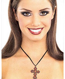 Red Gothic Cross Necklace