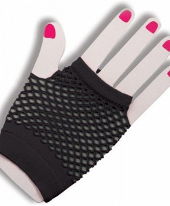 80's Black Short Fishnet Adult Gloves