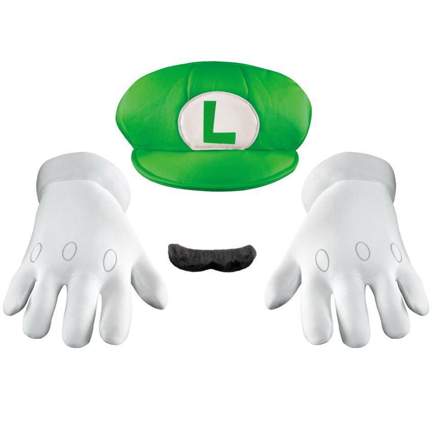 Teens Mario and Luigi Bros Hats with Mustache & Glove Halloween Party Cosplay Costume Set 