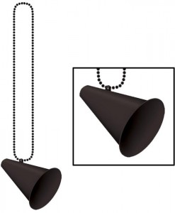 Beads with Megaphone Medallion - Black