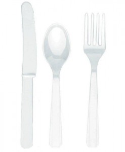 Frosty White Forks  Knives Spoons (8 each)