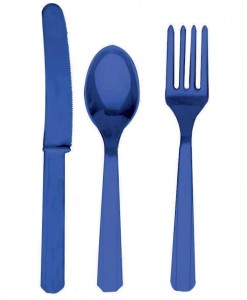 Bright Royal Blue Forks  Knives Spoons (8 each)