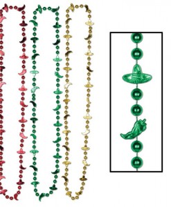 Red  Green Yellow Fiesta Bead Necklace (6 count)
