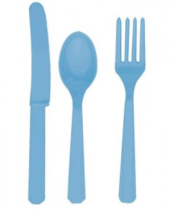 Powder Blue Forks  Knives Spoons (8 each)