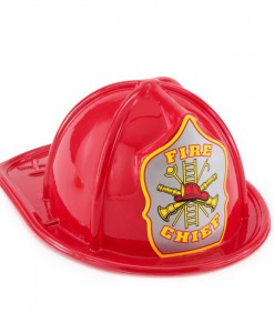 Child Size Red Plastic Fire Chief Hat