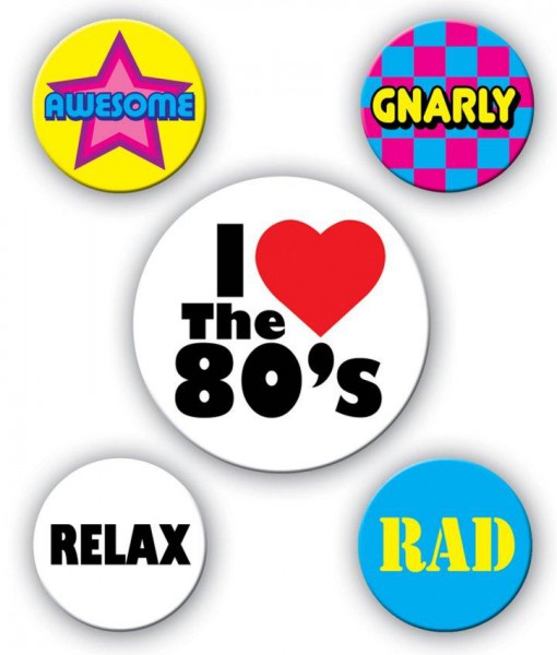 80's Party Buttons (5 count)