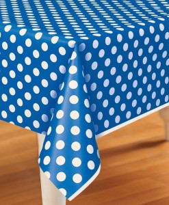 Blue and White Dots Plastic Tablecover