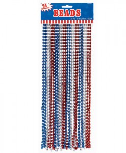 Red  White  and Blue Metallic Beads (24 count)