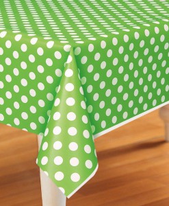 Green and White Dots Plastic Tablecover