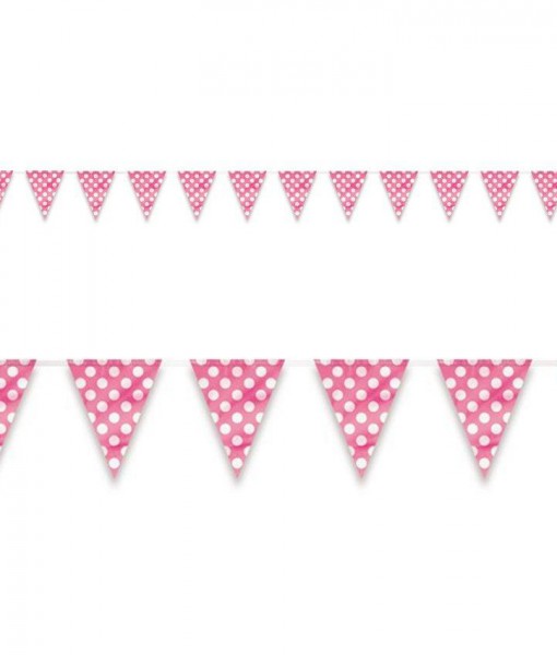 Pink and White Dot Flag Banner