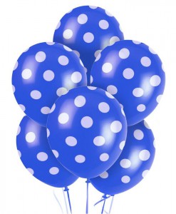 Blue and White Dots Latex Balloons (6)