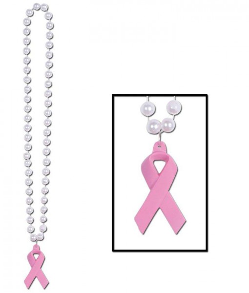Beads with Pink Ribbon Medallion (1 count)