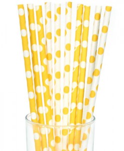Yellow and White Dot Straws (10)