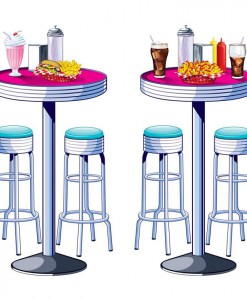 1950's Soda Shop Tables Stools Props