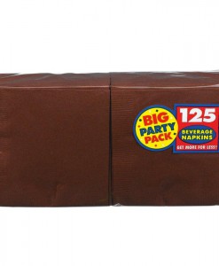 Chocolate Brown Big Party Pack - Beverage Napkins (125 count)