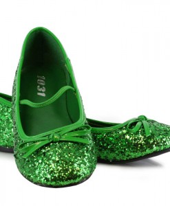 Green Sparkle Flat Shoes Child