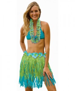 Adult 31 Two Tone Blue / Green Grass Skirt